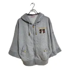 TRALALA パーカー ML グレー 七分袖 リボン 刺繍 可愛い カジュアルのサムネイル
