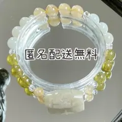 翡翠天珠&グリーンガーネット&ビルマ産翡翠&ルチル　ブレスレット　内径約16cm