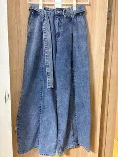 【新品未使用】アベイル　ワイドレッグデニムパンツ ベルト付き