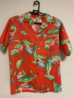OluKai アロハシャツ 赤 ハイビスカス柄