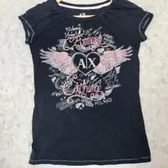 ​美品 アルマーニエクスチェンジ Y2K Tシャツ グランジ ピンクメタリックのサムネイル