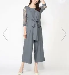 パーティー　ジャンプスーツ パンツドレス　レース　オールインワン　2way L