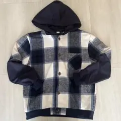 SHEINキッズ フード付き チェック柄ジャケット