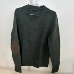 J.CREW エルボーパッチ ニット セーター ダークグリーン L