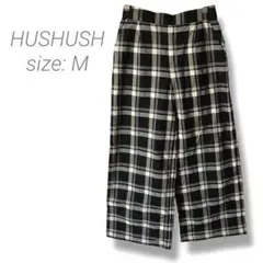 【ハッシュアッシュ】HUSHUSH チェック柄 ワイドパンツ ゆったりM 裏ボア