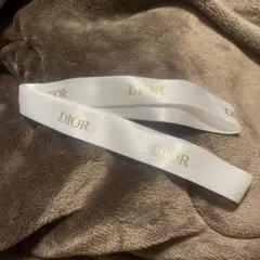 Dior ホワイトサテンリボン ゴールドロゴ