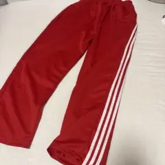 新品　L ジャージ　ズボン　赤　ストライプ3本線