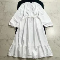 稀少*極美品◆バーバリーロンドン ロングシャツワンピース ギャザー ホワイト M 稀少*極美品◇バーバリーロンドン ロングシャツワンピース ギャザー