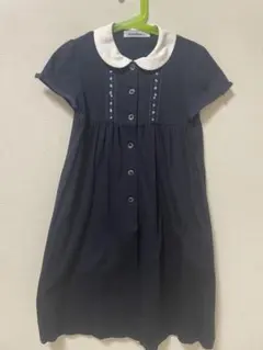 familiar 襟付きワンピース 130 ネイビー（お受験、学校見学etc）