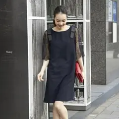 【tocco】肩リボン袖レース上品ワンピース