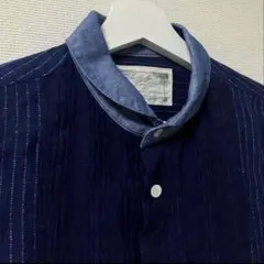 【希少】コンフェクト リネン100% ピンタック ストライプシャツ 3 刺し子風のサムネイル