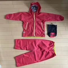 mont-bell レインウェアセット 赤　120 幼稚園　雨具　カッパ　キッズ