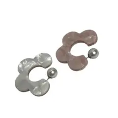 MARY QUANT ピアス　ピンク　大ぶり　パール　ロゴ入り