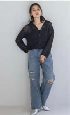 □ LOWRYS FARM レーシーポロニットロングスリーブ　ポロ　□のサムネイル