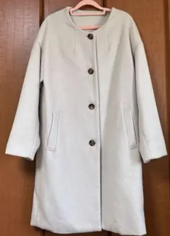 Spick&Span ノーカラー ロングコート 可愛い系 スカイブルー 38 - メルカリ