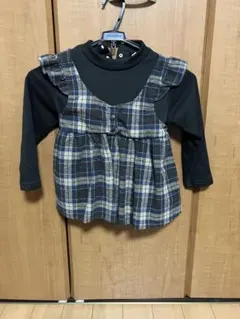 フリル付きチェック柄ワンピース 100cm~