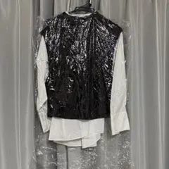 黒 ニットベスト ノースリーブ レイヤード