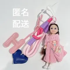 【韓国】バービー　ドール　キーリング　バッグチャーム　キーホルダー　ピンクニット