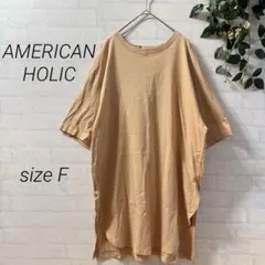 【AMERICAN HOLIC】 コットン ビッグシルエットTシャツ オレンジ