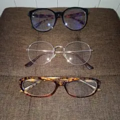 伊達メガネ　レディース　３点セット　雑貨店等々