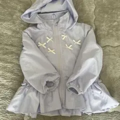 薄紫色 フレアジャケット リボン装飾