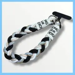 ブラック ベージュ ホワイト 編み込み ストラップ スマホ キーホルダー