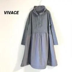 VIVACE ドッキングワンピース　膝丈ワンピース　グレー　M