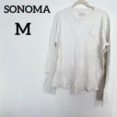 SONOMA 【M】 ロンT ホワイト サーマル生地 クルーネック 長袖 メンズ