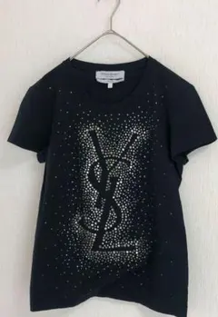 イヴサンローラン YSLロゴ Tシャツ ビジュー イタリア製 Mサイズ 黒 半袖のサムネイル