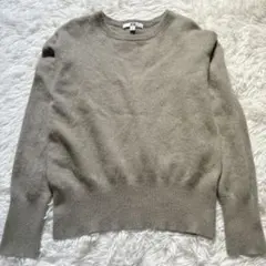 UNIQLO ユニクロ カシミヤ100% クルーネックニット M くすみ緑