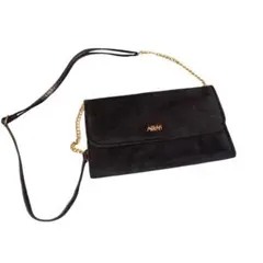 黒 AHKAH スエードお財布 ショルダーバック