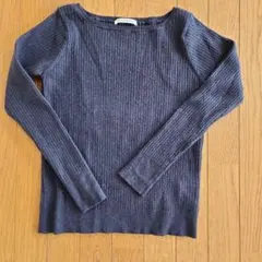 Natural Beauty Basic グレー リブ編み 長袖ニット