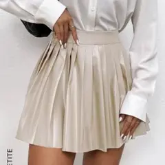 SHEIN レザー プリーツスカート