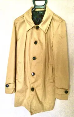 メンズ ベージュ ステンカラーコート ロング M