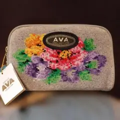 AVA COLLECTION シェニール織 ポーチ 花柄のサムネイル
