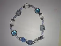 ハンドメイド ビーズブレスレット ブルー系