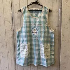 エプロン 保育士 介護士 先生 キャラクターエプロン ドラえもん チェック柄