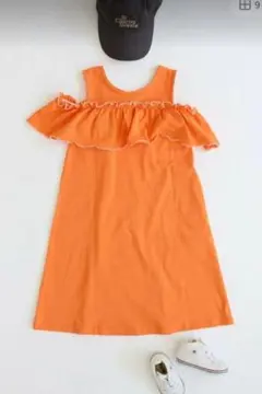 新品タグ付★チャオパニックティピー 配色メロウオフショルワンピ オレンジ XXL