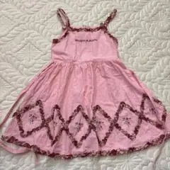 メゾピアノ　お花モチーフのジャンスカ　ワンピース　130 ピンク　レトロ