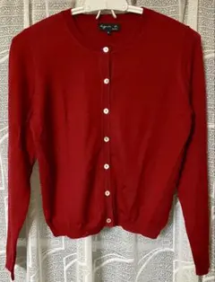 agnes b. 赤 シェルのボタン 長袖ニットカーディガン