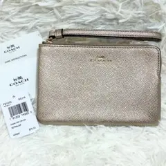 美品✨コーチ リストレットポーチ マルチケース 小物入れ シャンパンゴールド