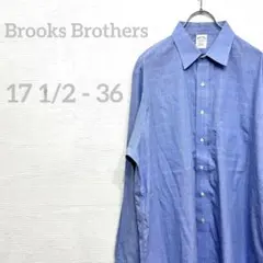 Brooks Brothers 長袖シャツ ブルー ノンアイロン ゆったりサイズ