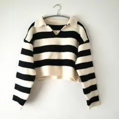 DAZY　 クロップド トップス　ボーダー　サイズS　ショート丈　秋冬