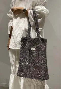 Uhr ウーア スパンコール トートバッグ シルバー 美品