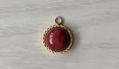 ヴィンテージ 赤 円形 チャーム ゴールド ネックレス ペンダントトップ