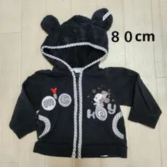 ミッキー ミニー 耳付きフリースパーカー 80サイズ