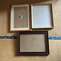 木製写真額縁 3点セット ゴールド・ブラウン・ホワイト