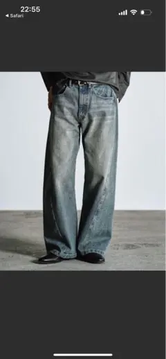 VINTAGE WASHED CURVED DENIM XS