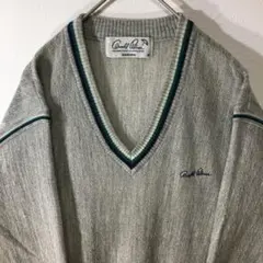 【個性派古着】アーノルドパーマー　デザインＶネックセーター ライトグレー　M