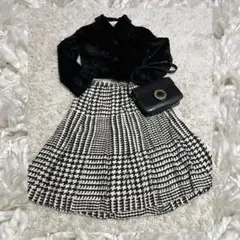 千鳥柄 フレアスカート　レトロ　ヴィンテージ